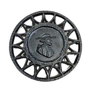 Vintage Cast Iron Trivet Civil War Military Silhouette 6-1/4" USA RARE Vtg